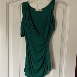 Green Asymmetrical Ruched Blouse